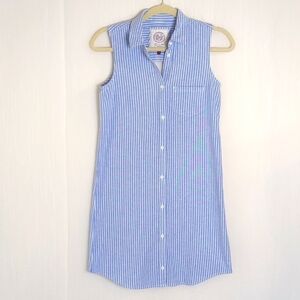 SO Blue and White Casual Button Down Shirt Dress X Small